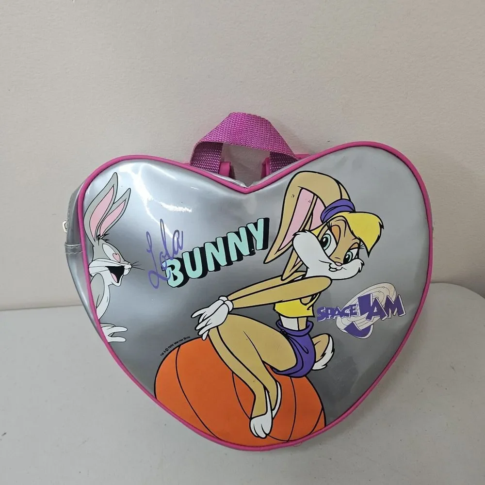 Vintage 1996 Space Jam Lola Bunny Heart‎ Shaped Backpack Warner Bros